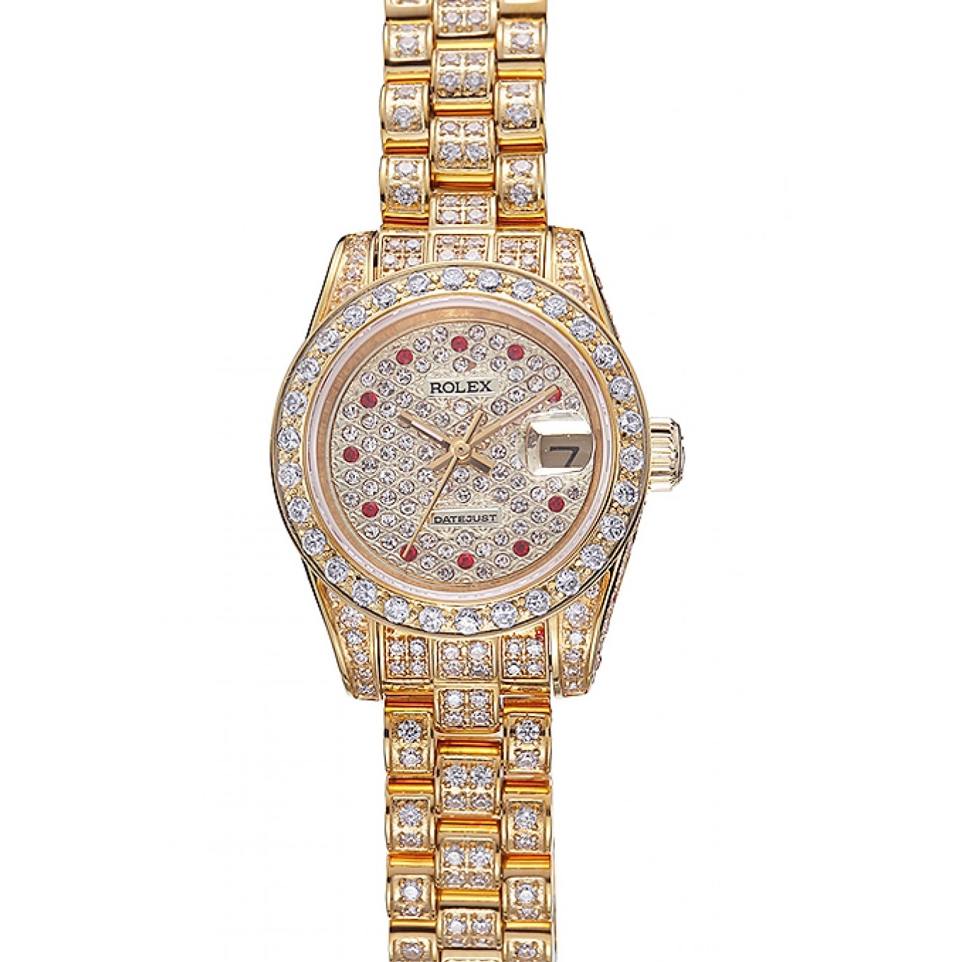 Aaa replica Rolex Swiss Gold Dial Diamond DateJust 622024 0804